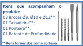 Martelete Perfurador Rompedor MAI 2,2J – 2KG – 20V